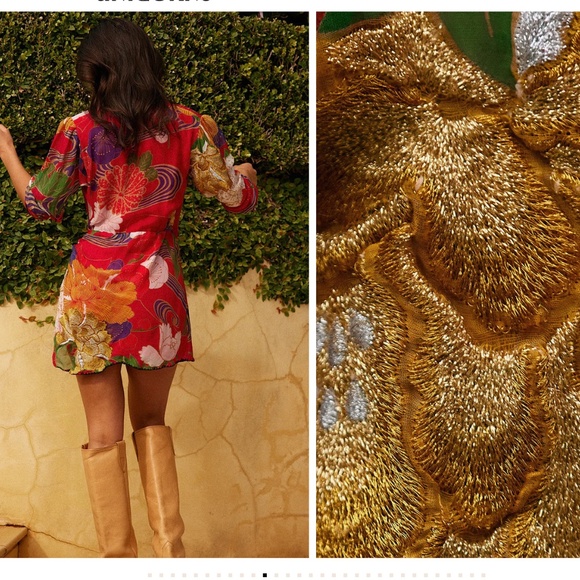 Chasing Unicorns What I Did For Love Embroidered Silk Dress Small - Picture 3 of 13